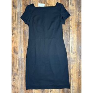 Banana Republic Black Square‎ Neck Short Sleeve Sheath Dress Size 14 NEW